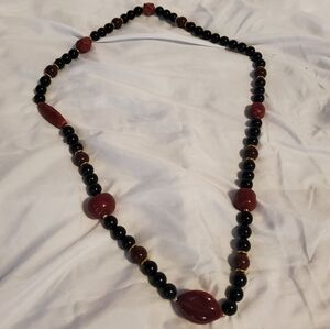 5 for $25 | Black and Wine Chunky Bead Necklace
